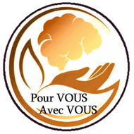 Une main qui porte un cerveau, avec le texte "pour vous avec vous"