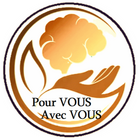 Une main qui porte un cerveau, avec le texte "pour vous avec vous"